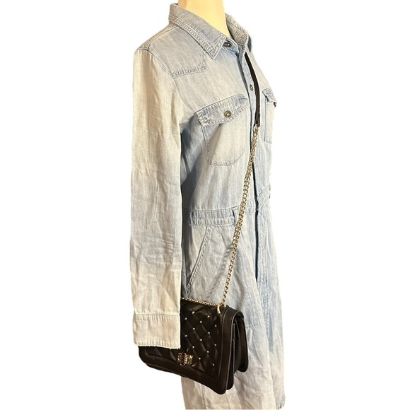 Badgley Mischka Black Quilted Crossbody Bag Gold Chain - Picture 11 of 11